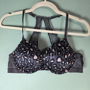 Victoria's Secret Womens Gray Very Sexy Leopard Padded Underwire Push Up Bra 36B